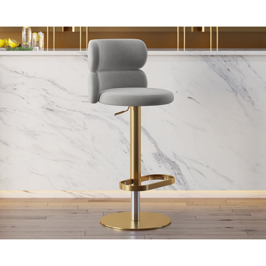 HMR - Affordable Luxury Modern Adjustable Swivel Bar Stools with Velvet Upholstery