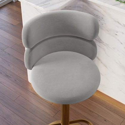 HMR Affordable Luxury Modern Adjustable Swivel Bar Stools with Velvet Upholstery - Gray, 4-Pieces