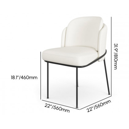 HMR Linenic Series Modern Dining Chairs with Linen Upholstery - White/Black, Single