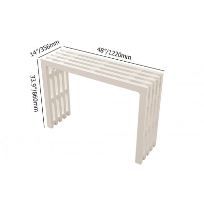 HMR - 48" Modern White Waterfall Console Table Narrow Wooden Entryway Table