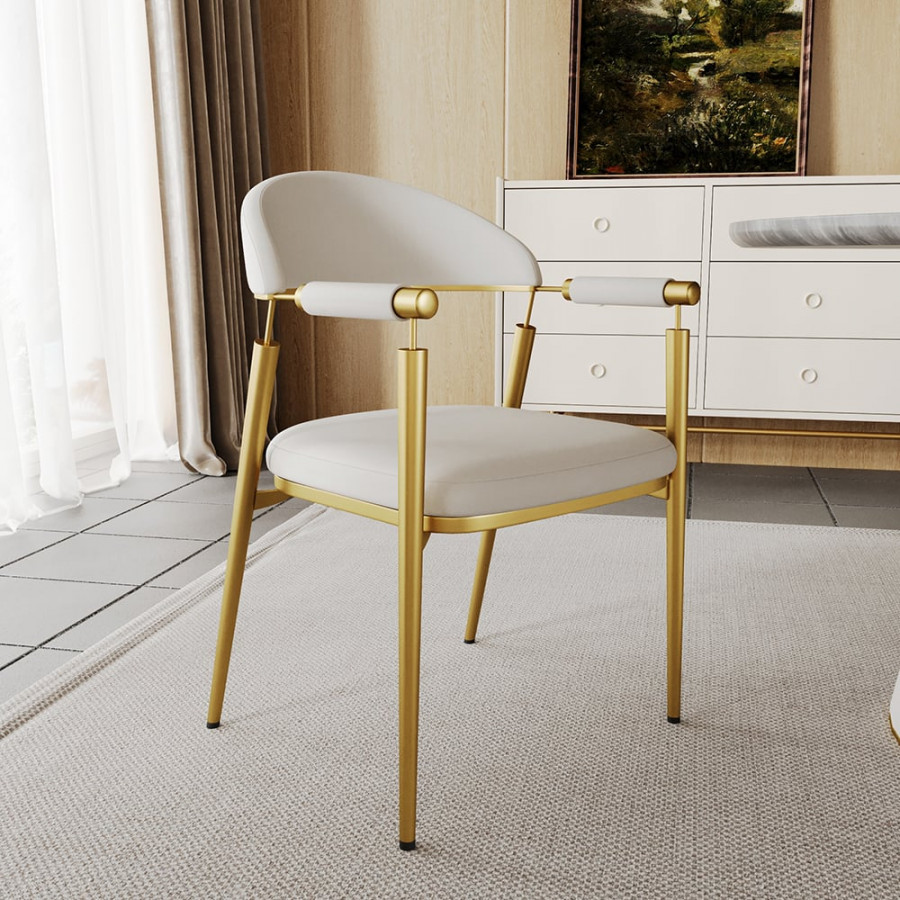 HMR - Set of 2 Affordable Luxury Modern Dining Chairs with PU Leather Upholstery White