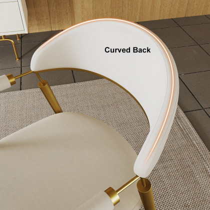 HMR - Set of 2 Affordable Luxury Modern Dining Chairs with PU Leather Upholstery White