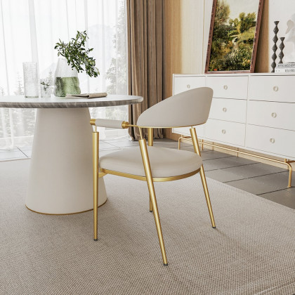 HMR - Set of 2 Affordable Luxury Modern Dining Chairs with PU Leather Upholstery White