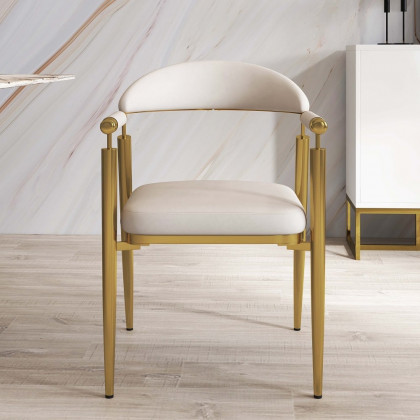 HMR - Set of 2 Affordable Luxury Modern Dining Chairs with PU Leather Upholstery White