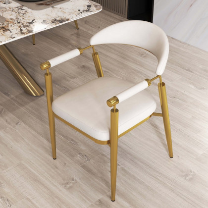 HMR - Set of 2 Affordable Luxury Modern Dining Chairs with PU Leather Upholstery White