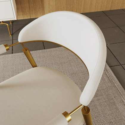 HMR - Set of 2 Affordable Luxury Modern Dining Chairs with PU Leather Upholstery White