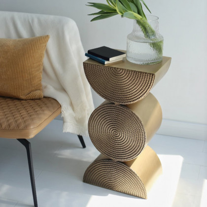 HMR - 14" Metal Art Decor Gold Side Table
