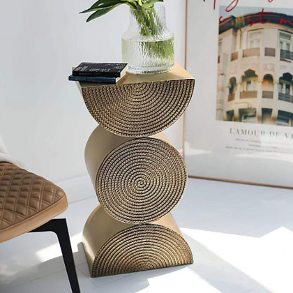 HMR - 14" Metal Art Decor Gold Side Table