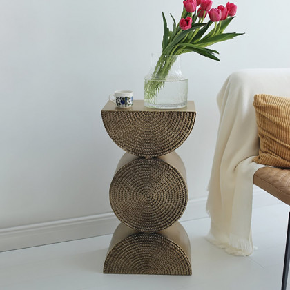 HMR - 14" Metal Art Decor Gold Side Table