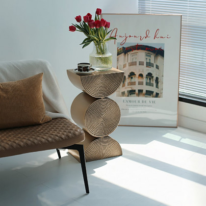 HMR - 14" Metal Art Decor Gold Side Table
