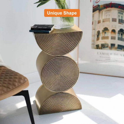 HMR - 14" Metal Art Decor Gold Side Table