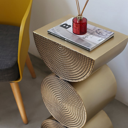 HMR - 14" Metal Art Decor Gold Side Table