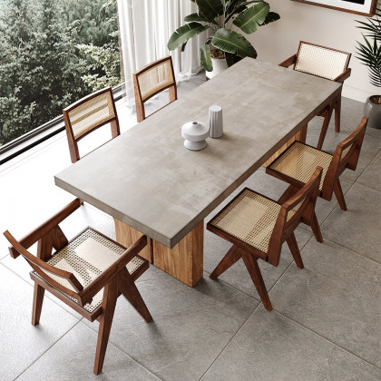 HMR Upoak Series Farmhouse Rectangle Wood Dining Table - Natural, 63"L x 27.6"W x 29.5"H