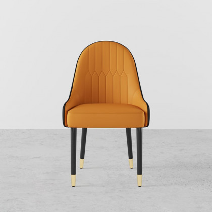 HMR Darg Series Modern PU Leather Upholstery Dining Chairs - Orange/Black, Set of 4