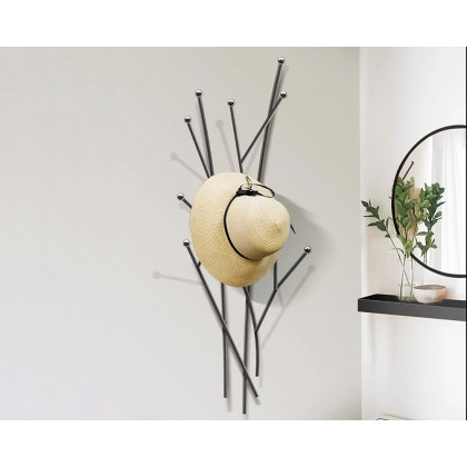 HMR Modern 11-Hook Wall Mounted Coat Rack with Tree Branch Shape - Black