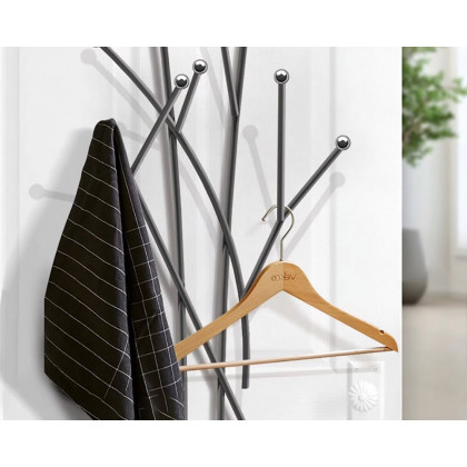 HMR Modern 11-Hook Wall Mounted Coat Rack with Tree Branch Shape - Black