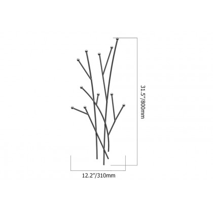 HMR Modern 11-Hook Wall Mounted Coat Rack with Tree Branch Shape - Black
