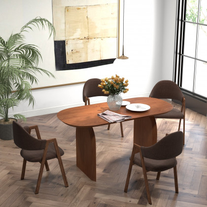 HMR Modern Dining Chairs with Linen Upholstery - Brown, 8-Pieces