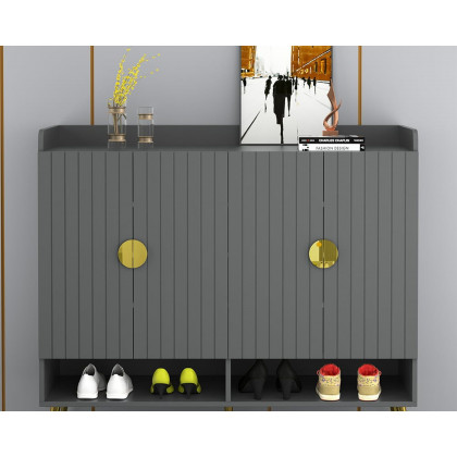 HMR Yellar Nordic Entryway Shoe Cabinet with Doors & Open Shelves - Gray, 47.2" (10 Shelves)
