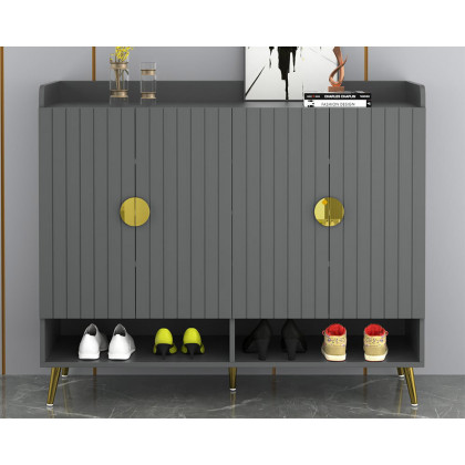 HMR Yellar Nordic Entryway Shoe Cabinet with Doors & Open Shelves - Gray, 47.2" (10 Shelves)