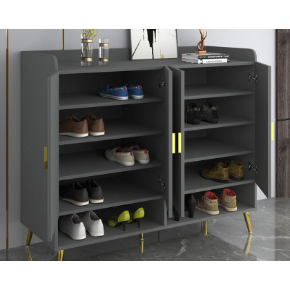 HMR Yellar Nordic Entryway Shoe Cabinet with Doors & Open Shelves - Gray, 47.2" (10 Shelves)