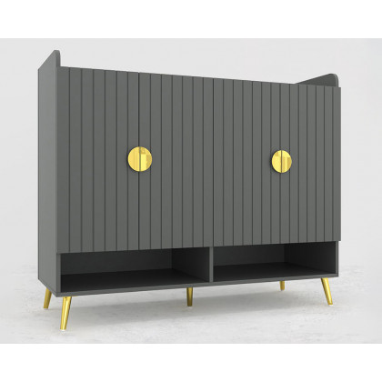 HMR Yellar Nordic Entryway Shoe Cabinet with Doors & Open Shelves - Gray, 47.2" (10 Shelves)