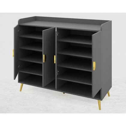 HMR Yellar Nordic Entryway Shoe Cabinet with Doors & Open Shelves - Gray, 47.2" (10 Shelves)