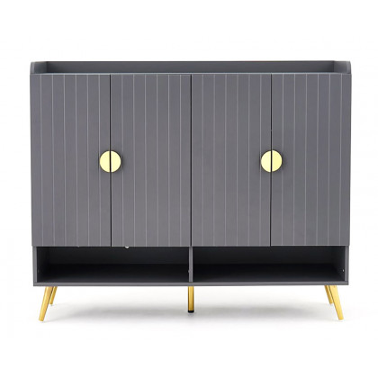 HMR Yellar Nordic Entryway Shoe Cabinet with Doors & Open Shelves - Gray, 47.2" (10 Shelves)