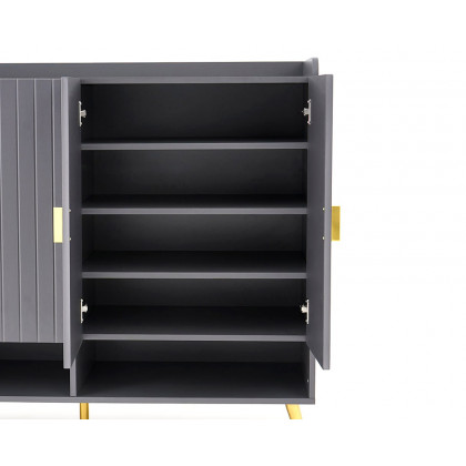 HMR Yellar Nordic Entryway Shoe Cabinet with Doors & Open Shelves - Gray, 47.2" (10 Shelves)