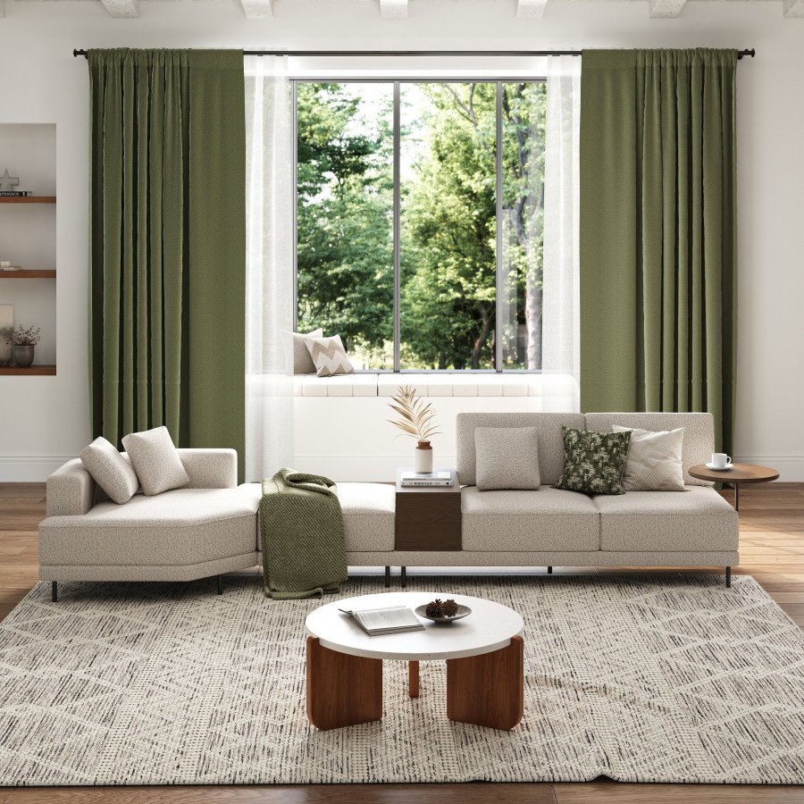 HMR - 143" Linen Modular Sectional Sofa with Storage & Swivel Tray