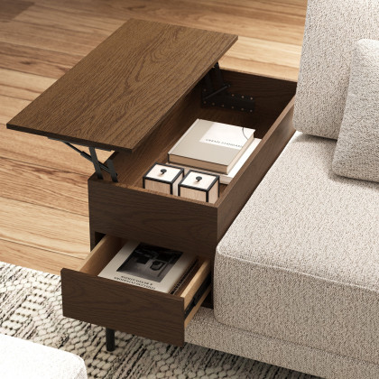 HMR - 143" Linen Modular Sectional Sofa with Storage & Swivel Tray