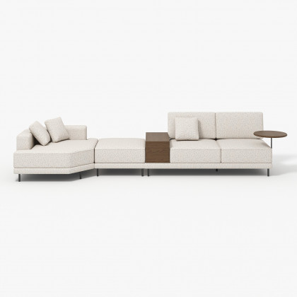 HMR - 143" Linen Modular Sectional Sofa with Storage & Swivel Tray