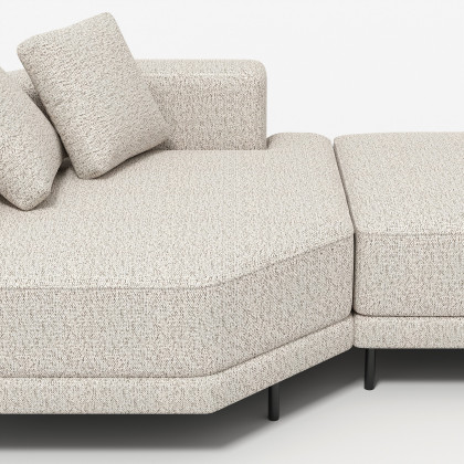 HMR - 143" Linen Modular Sectional Sofa with Storage & Swivel Tray