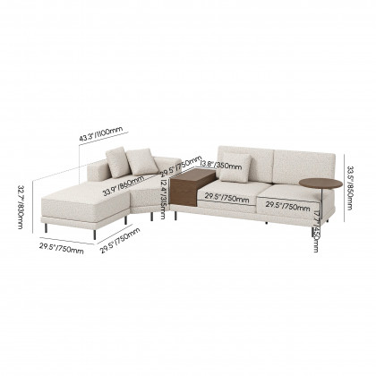 HMR - 143" Linen Modular Sectional Sofa with Storage & Swivel Tray