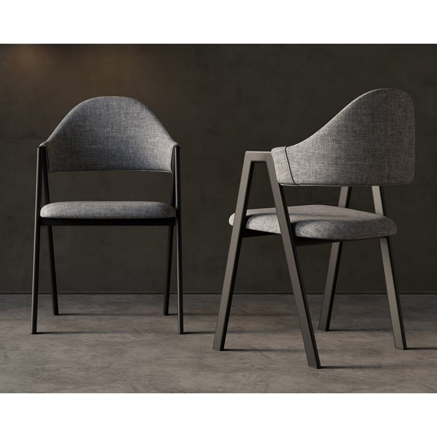 HMR Modern Dining Chairs with Linen Upholstery - Gray, 6-Pieces