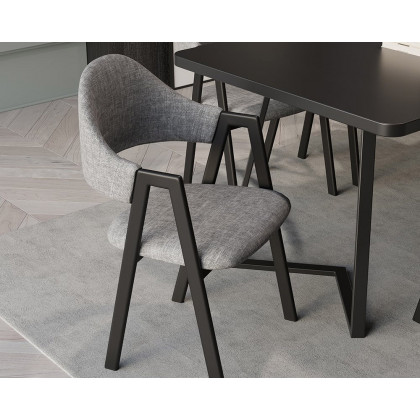 HMR Modern Dining Chairs with Linen Upholstery - Gray, 6-Pieces