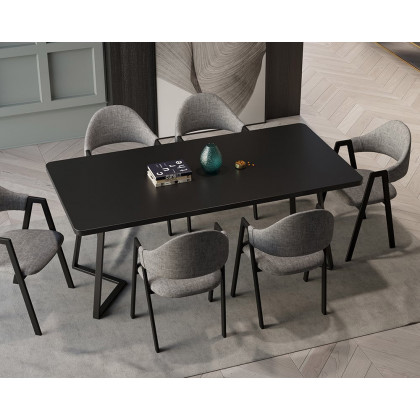 HMR Modern Dining Chairs with Linen Upholstery - Gray, 6-Pieces