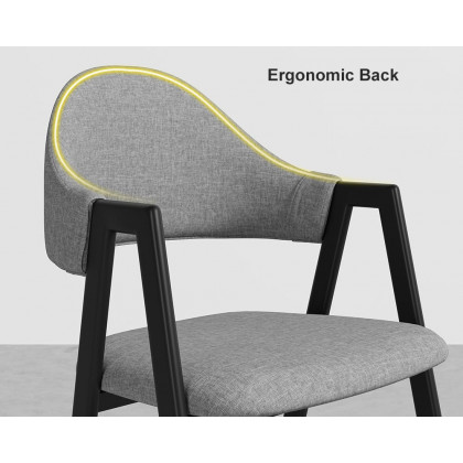 HMR Modern Dining Chairs with Linen Upholstery - Gray, 6-Pieces