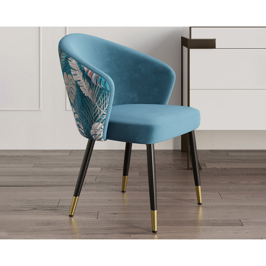 HMR Modern Dining Chairs with Velvet Upholstery - Blue, 1-Piece