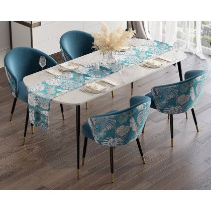 HMR Modern Dining Chairs with Velvet Upholstery - Blue, 1-Piece