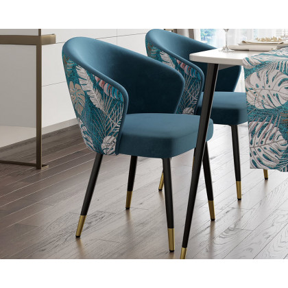 HMR Modern Dining Chairs with Velvet Upholstery - Blue, 1-Piece