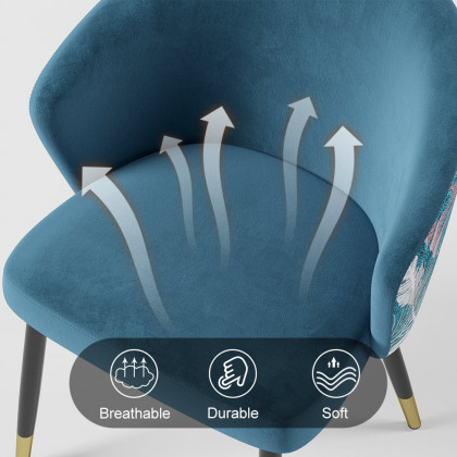 HMR Modern Dining Chairs with Velvet Upholstery - Blue, 1-Piece