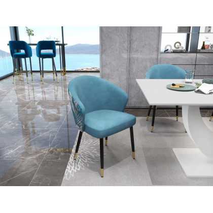 HMR Modern Dining Chairs with Velvet Upholstery - Blue, 1-Piece