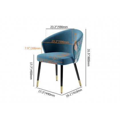 HMR Modern Dining Chairs with Velvet Upholstery - Blue, 1-Piece