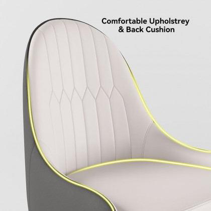 HMR Darg Series Modern PU Leather Upholstery Dining Chairs - White/Gray, Set of 4