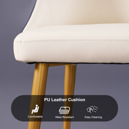 HMR Modern Dining Chairs with PU Leather Upholstery (Set of 2) - Off-White