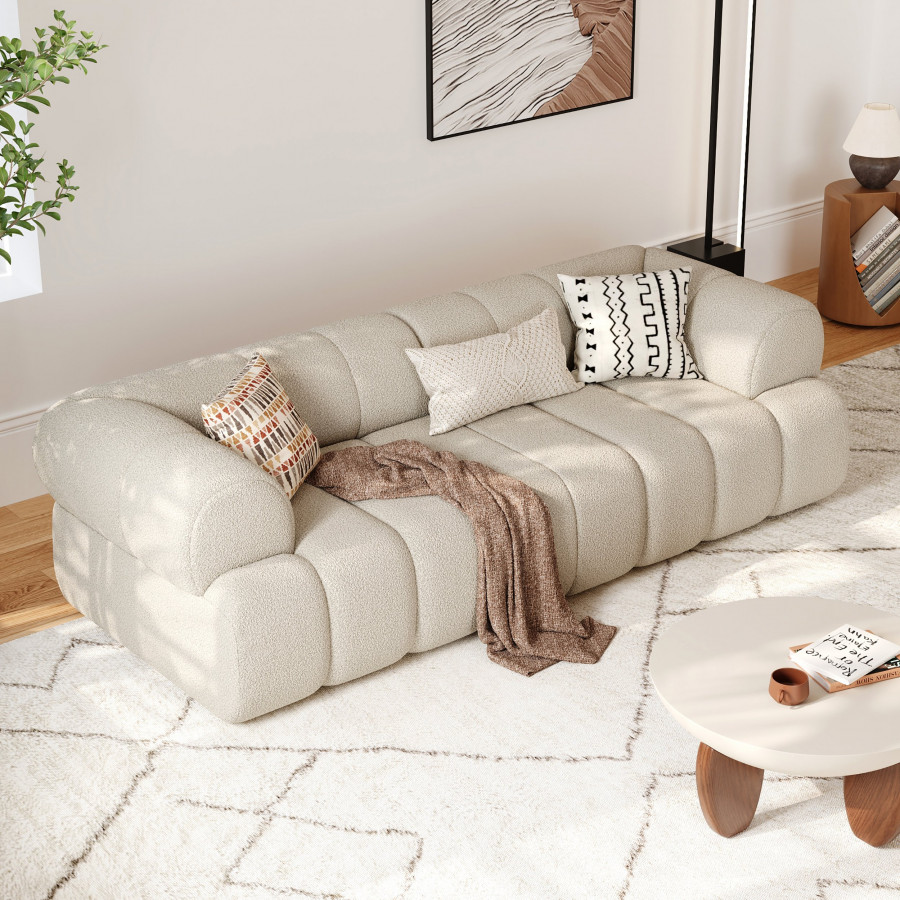 HMR - 83" 2-Seater Channel Boucle Loveseats Sofa