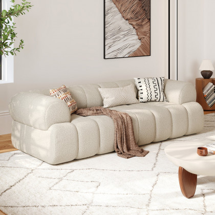 HMR - 83" 2-Seater Channel Boucle Loveseats Sofa