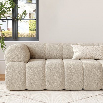 HMR - 83" 2-Seater Channel Boucle Loveseats Sofa