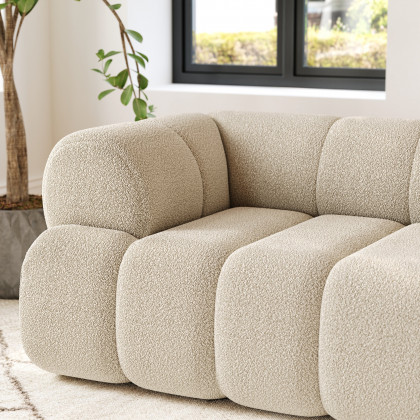 HMR - 83" 2-Seater Channel Boucle Loveseats Sofa